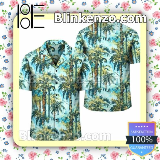 Tropical Palm Trees Blue Summer Shirt