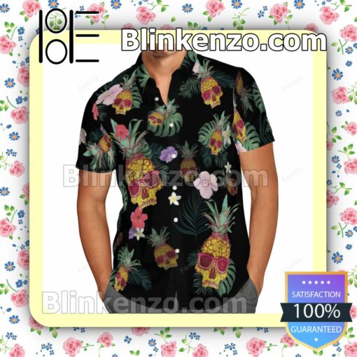 Tropical Pineapple Skull Summer Shirts a