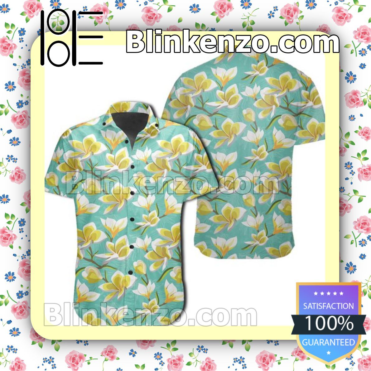 Tropical Plumeria Blue Summer Shirts