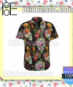 Tropical Skull Black Summer Shirts