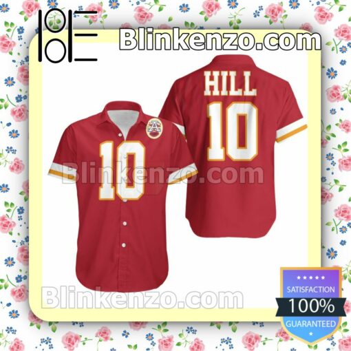 Tyreek Hill 10 Kansas City Chiefs Red Jersey Inspired Style Summer Shirt