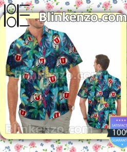 Utah Utes Floral Tropical Mens Shirt, Swim Trunk