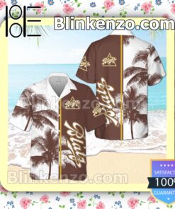 Valentin Blatz Brewing Palm Tree White Brown Summer Hawaiian Shirt