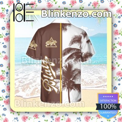 Valentin Blatz Brewing Palm Tree White Brown Summer Hawaiian Shirt b