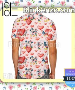 Valentine Mickey & Minnie Mouse Disney Cartoon Graphics Summer Hawaiian Shirt, Mens Shorts a