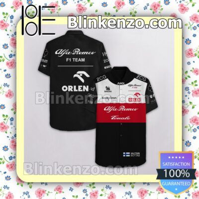 Valtteri Bottas Alfa Romeo F1 Team Racing Amx Orlen Singha Black Summer Hawaiian Shirt