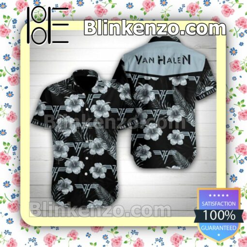 Van Halen Grey Hibiscus Black Summer Shirt