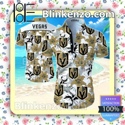 Vegas Golden Knights Logo Hibiscus And Lily Flower Summer Shirt