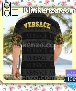 Versace Black And Grey Horizontal Stripes Luxury Beach Shirts, Swim Trunks b