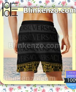 Versace Black And Grey Horizontal Stripes Luxury Beach Shirts, Swim Trunks x