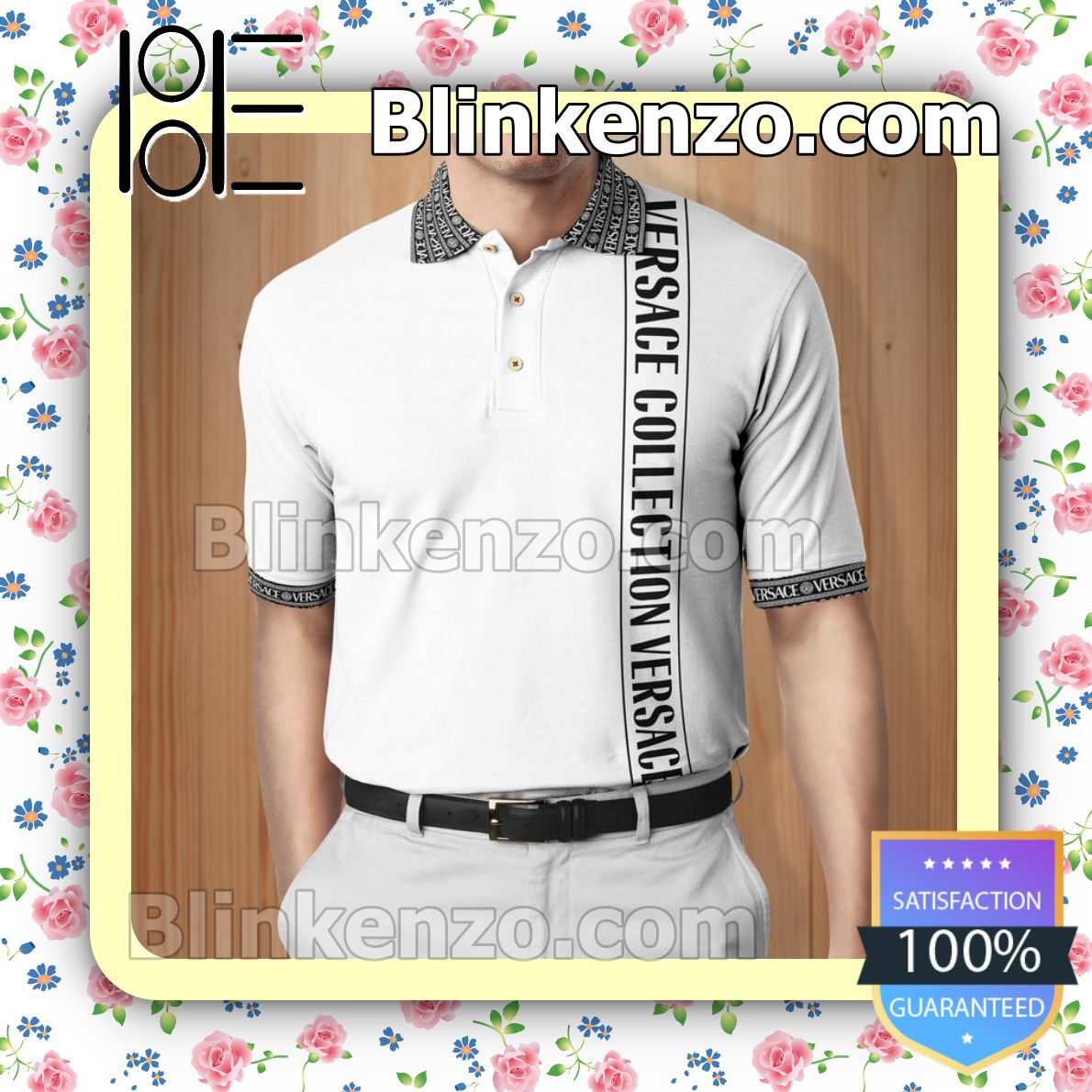Versace Collection White Embroidered Polo Shirts