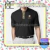 Versace Logo With Greek Border Black Embroidered Polo Shirts