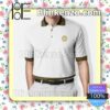 Versace Logo With Greek Border White Embroidered Polo Shirts