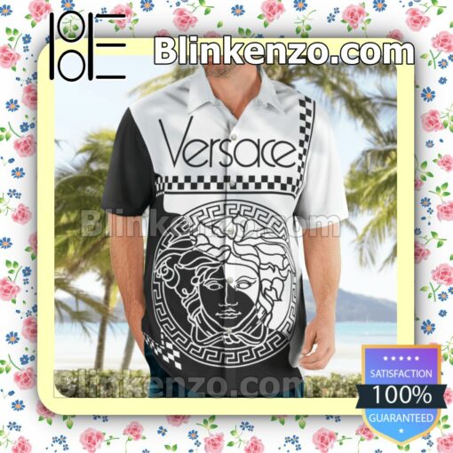 Versace Medusa Checkerboard Border Luxury Beach Shirts, Swim Trunks a