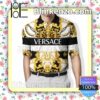 Versace Pattern Mix Gold Black And White Embroidered Polo Shirts