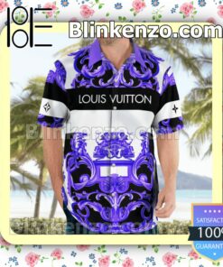 Versace Purple Multi Baroque Print Luxury Beach Shirts, Swim Trunks a