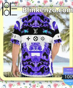 Versace Purple Multi Baroque Print Luxury Beach Shirts, Swim Trunks b