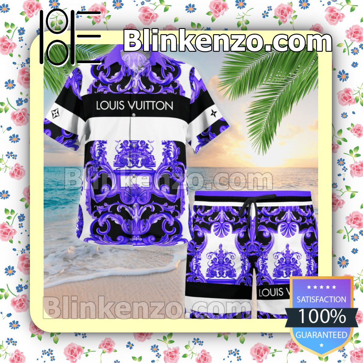 Versace Purple Multi Baroque Print Luxury Beach Shirts, Swim Trunks