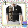 Versace With Greek Key Highlight Black Embroidered Polo Shirts