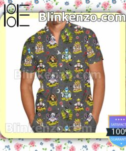 Villain Tattoos Disney Cartoon Graphics Inspired Summer Hawaiian Shirt, Mens Shorts