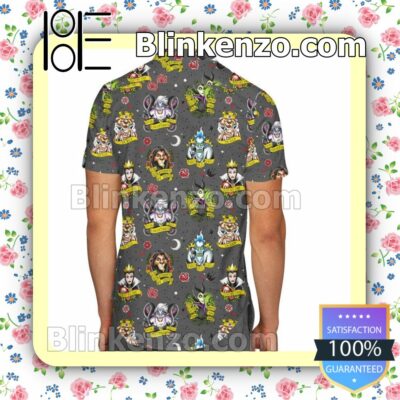 Villain Tattoos Disney Cartoon Graphics Inspired Summer Hawaiian Shirt, Mens Shorts a