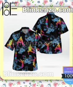 Volleyball Player Flowery Black Summer Hawaiian Shirt, Mens Shorts