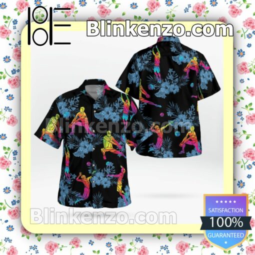 Volleyball Player Flowery Black Summer Hawaiian Shirt, Mens Shorts