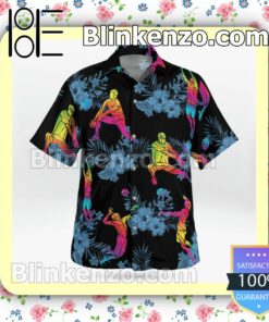 Volleyball Player Flowery Black Summer Hawaiian Shirt, Mens Shorts a