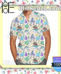 Walt Disney World Park Inspired Icons Summer Hawaiian Shirt, Mens Shorts