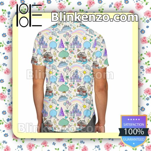 Walt Disney World Park Inspired Icons Summer Hawaiian Shirt, Mens Shorts a