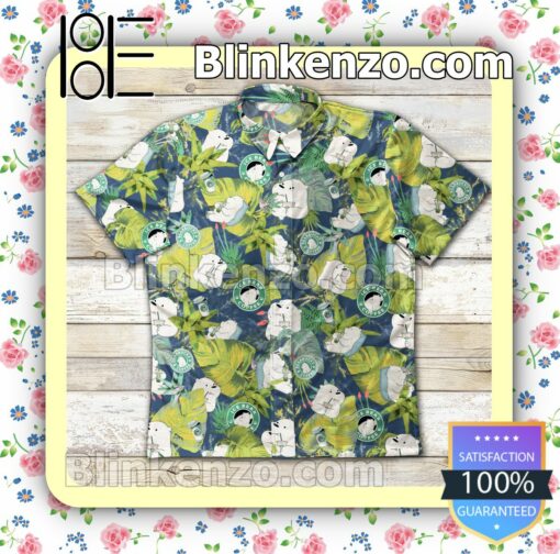 We Bare Bear Starbucks Tropical Leaf Summer Shirts