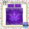 Weed Leaf Hippie Purple Queen King Quilt Blanket Set