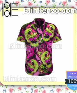 Weird Skull Purple And Green Color Summer Shirts