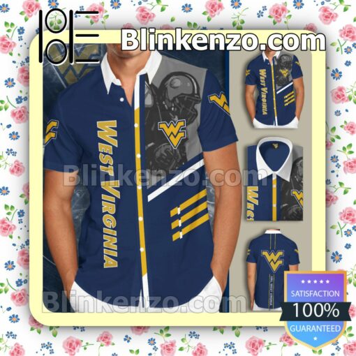 West Virginia Mountaineers Hail West Virginia Navy Summer Hawaiian Shirt, Mens Shorts