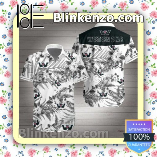 Western Star Black Tropical Floral White Summer Shirt