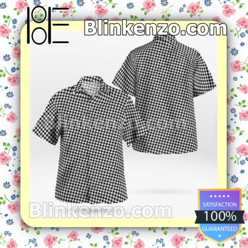White And Black Houndstooth Pattern Summer Shirts