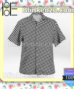White And Black Houndstooth Pattern Summer Shirts a