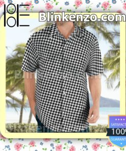 White And Black Houndstooth Pattern Summer Shirts b