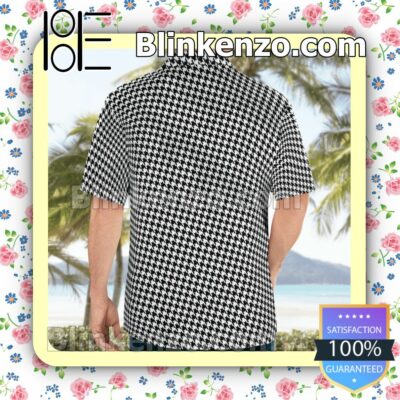 White And Black Houndstooth Pattern Summer Shirts c