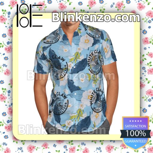 White Claw Hard Seltzer Logo Flowery Blue Summer Hawaiian Shirt a