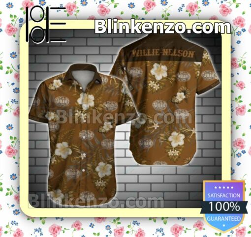 Willie Nelson Tropical Floral Brown Summer Shirt