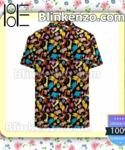 Winnie & Friends Pattern Black Summer Hawaiian Shirt, Mens Shorts a