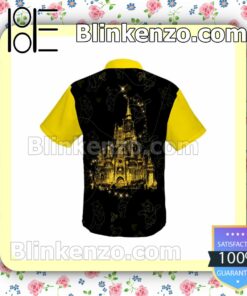 Winnie Pooh 50th Anniversary Glitter Disney Castle Black Yellow Summer Hawaiian Shirt, Mens Shorts a