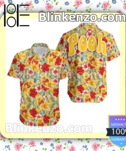 Winnie The Pooh Disney Red Hibicus Yellow Summer Hawaiian Shirt