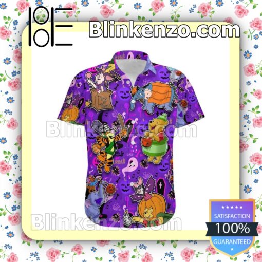 Winnie The Pooh & Friends Halloween Villain Costume Disney Purple Summer Hawaiian Shirt a