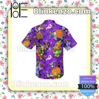 Winnie The Pooh & Friends Halloween Villain Costume Disney Purple Summer Hawaiian Shirt b