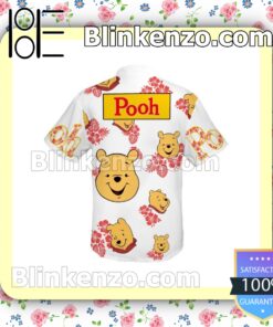 Winnie The Pooh Head Hibicus Disney Cartoon Graphics White Summer Hawaiian Shirt b