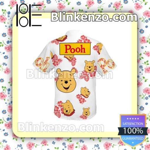 Winnie The Pooh Head Hibicus Disney Cartoon Graphics White Summer Hawaiian Shirt b