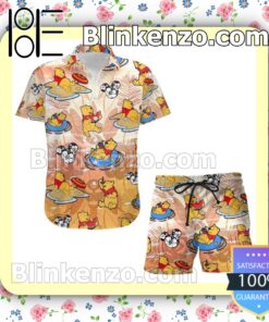 Winnie The Pooh Summertime Disney Cartoon Graphics Orange Summer Hawaiian Shirt