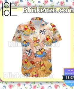 Winnie The Pooh Summertime Disney Cartoon Graphics Orange Summer Hawaiian Shirt a